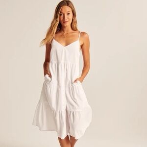A&F | White Poplin Trapeze Midi Dress